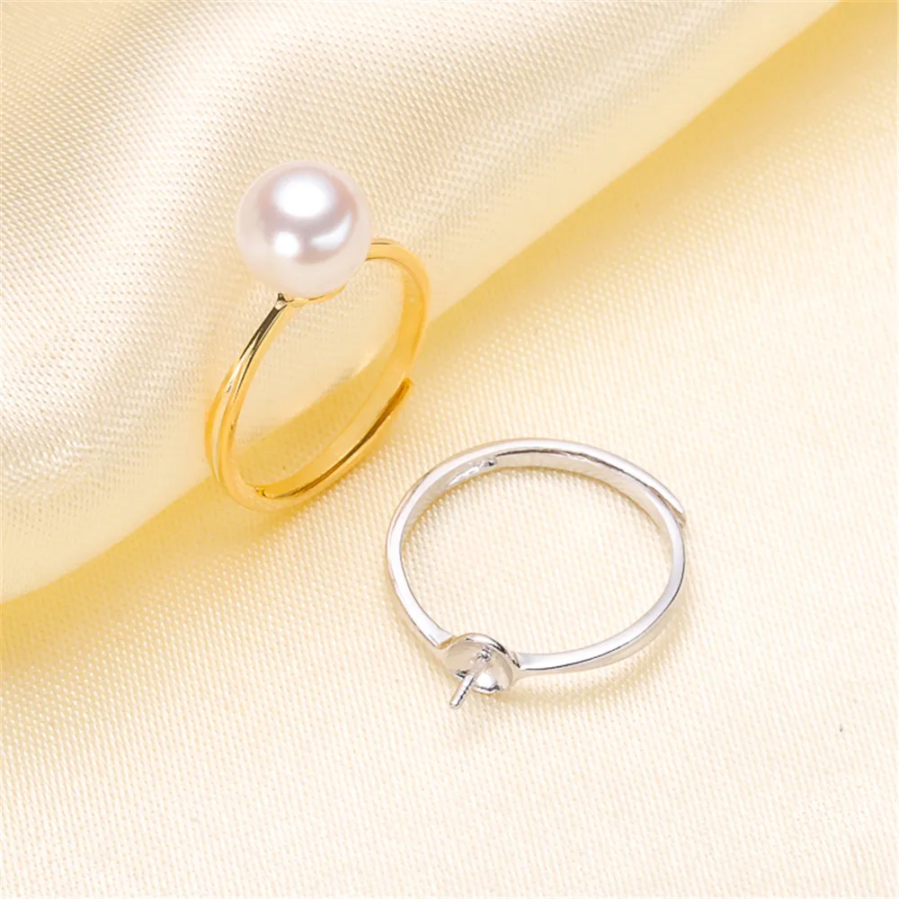 Top Trends: Pearl Ring Settings, Fashionable Ring Findings, Adjustable Size 925 Silver Ring Jewelry DIY Making No Pearl Shoppable Styles