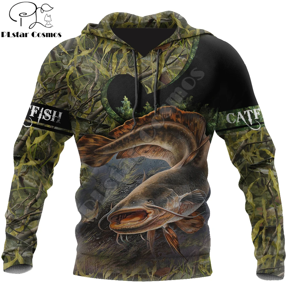 Top Trends: Catfish Fishing Water Camo 3D Printed Mens Hoodie Harajuku Streetwear Pullover Hoodies Autumn Unisex Jacket Tracksuits DW0171 Shoppable Styles