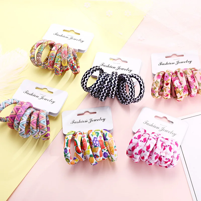 Top Trends: 6PCS / Pack Scrunchie Gum For Hair Rubber Bands Ponytail Holder New Women Print Cotton Elastic Hair Bands Fashion Hair Accessories Shoppable Styles - Image 6