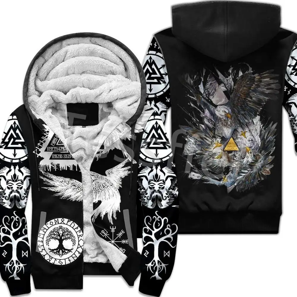 Top Trends: NewFashion Tessffel 3DPrint Odin God Fenrir Wolf Tattoo Harajuku Winter Thick Warm Fleece Hoodies Casual Coat Zipper Jacket X3 Shoppable Styles