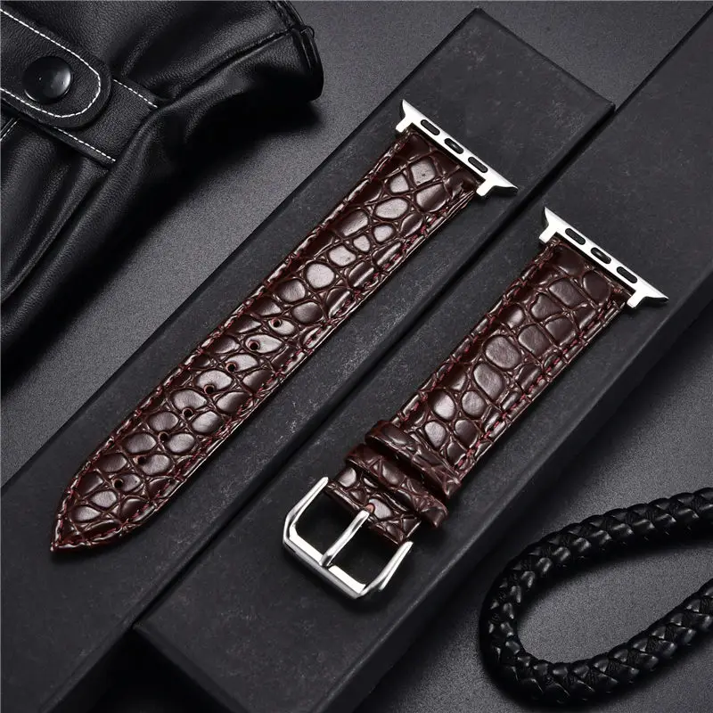 Top Trends: Crocodile Pattern Design Leather Watchbands For Apple Watch Ultra 8 7 6 SE 5 4 3 Watch Strap 49 45 44 42 41 40 38mm For Iwatch Shoppable Styles