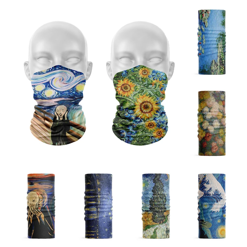 Top Trends: New 3D Van Gogh Oil Painting Women Ring Scarf Sunflower Starry Night Fun Retro Headband Outdoor Cycling Face Neck Cover Bandana Shoppable Styles