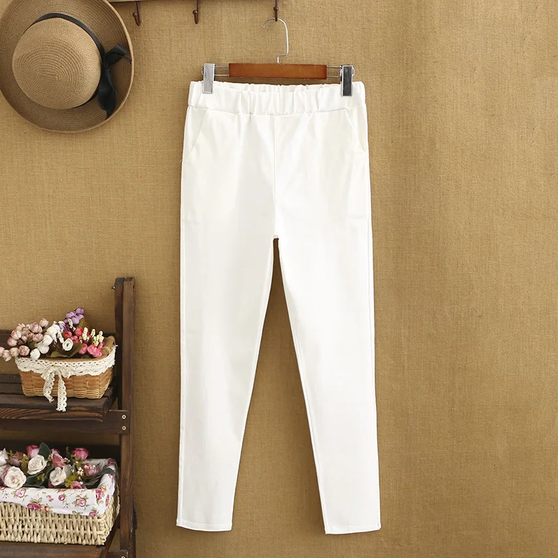 Top Trends: Plus Size Commuter Nine-point Pants Female White Pants Female Professional Straight Slim Was Thin And Breathable Stretch C Shoppable Styles