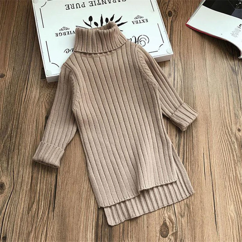 Top Trends: Toddler Girl Spring Dress 2023 Winter Sweater Clothes Solid Color Baby Girls Turtleneck Clothes 2-7Y Little Knitting Shoppable Styles - Image 5