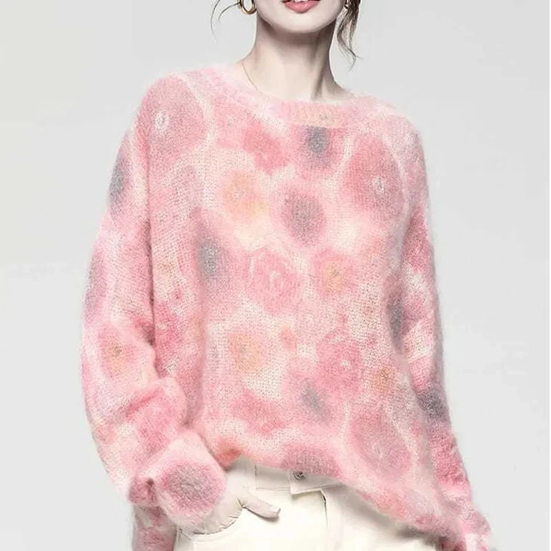 Top Trends: 2021 Autumn Long Sleeve Top Sweaters Loose Oversized Pullover Lazy Style Knitwear Korean Fashion Autumn Clothes Women Pink Tops Shoppable Styles