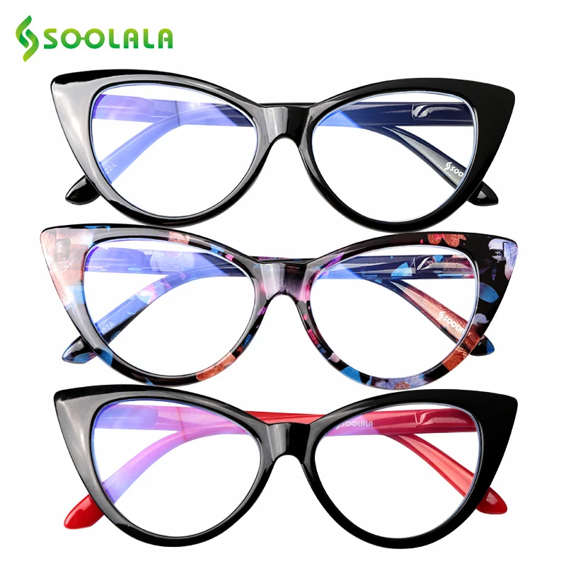 Top Trends: SOOLALA Anti Blue Light Blocking Cat Eye Reading Glasses Women Floral Eyeglasses Frame Presbyopic Reading Glasses + 1.0 To 4.0 Shoppable Styles