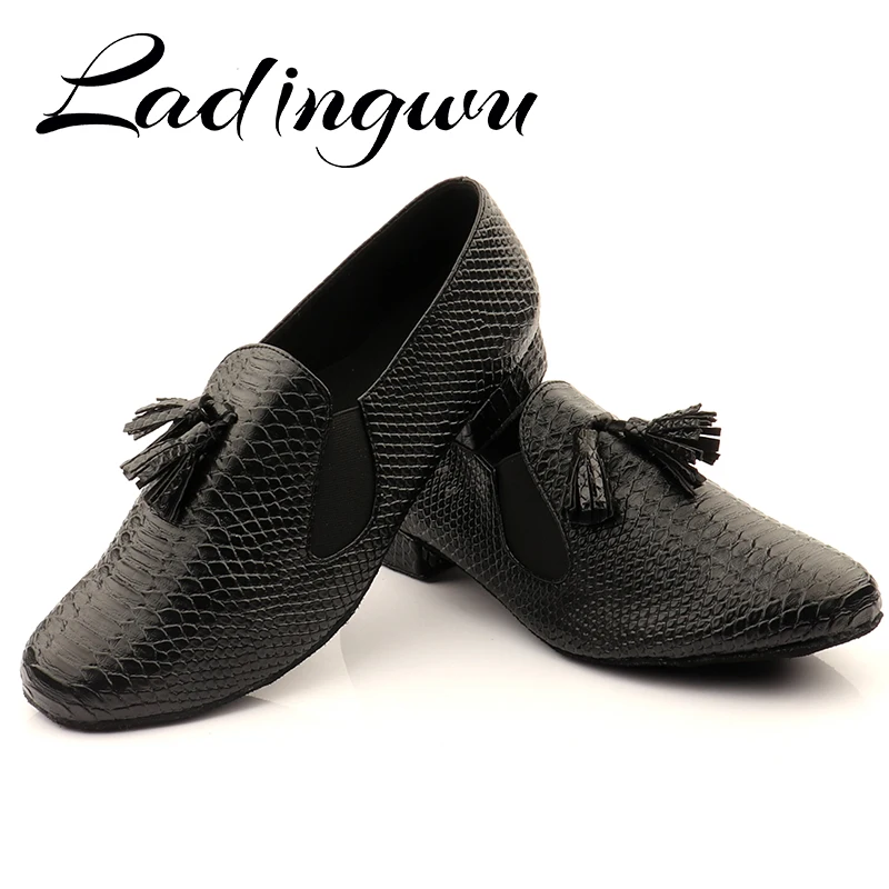 Top Trends: Ladingwu New Modern Men&#039;s Soft Bottom Ballroom Dance Shoes Black Crocodile Texture PU Men Latin Dance Shoes Modern Latin Dance Shoppable Styles