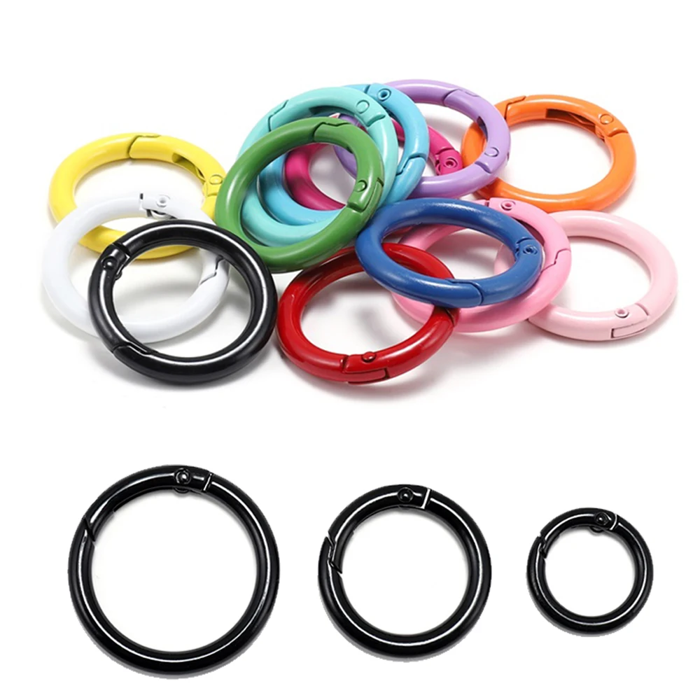 Top Trends: 5Pcs / Lot Metal Gate O Spring Clasps Openable Round Carabiner Keychain Bag Clips Hook Connector For DIY Buckles Jewelry Making Shoppable Styles