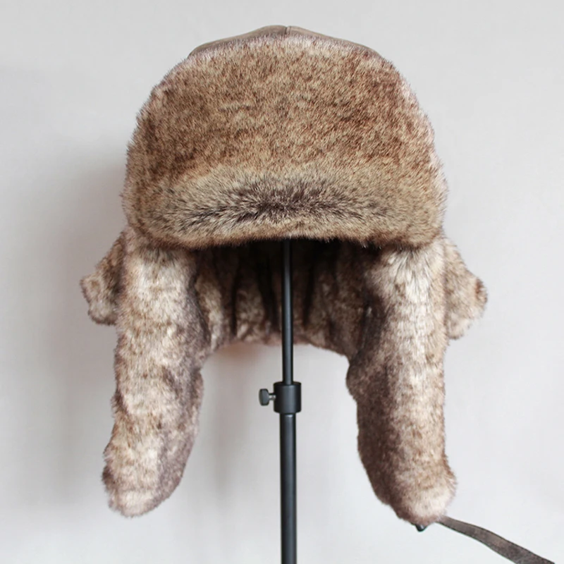 Top Trends: Bomber Hats Winter Men Warm Russian Ushanka Hat With Ear Flap Pu Leather Fur Trapper Cap Earflap For Women Shoppable Styles - Image 4