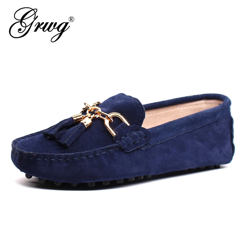 Top Trends: GRWG New Arrival Casual Womens Shoes Genuine Leather Women Loafers Moccasins Fashion Slip On Women Flats Shoes Shoppable Styles