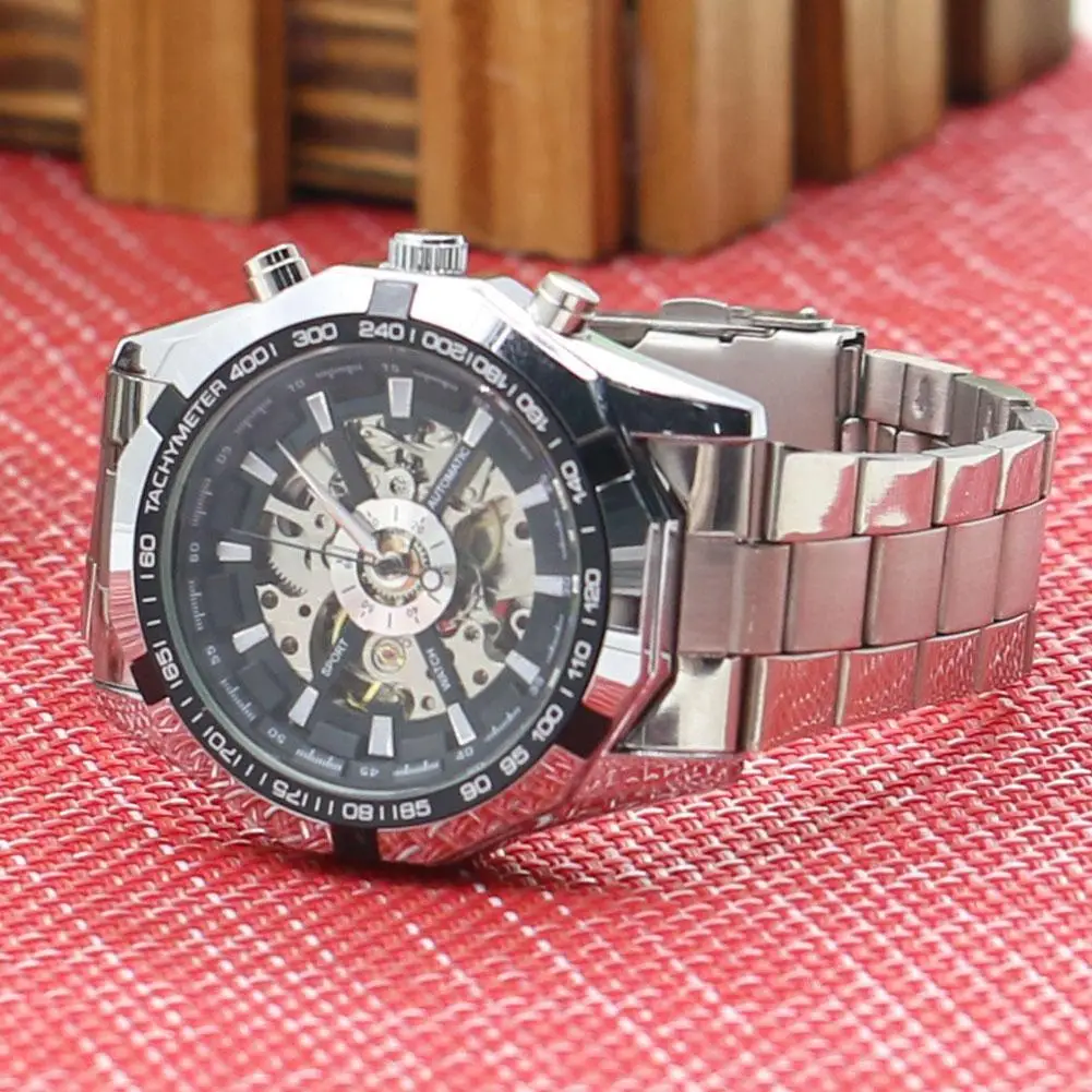 Top Trends: HOT SALES！！！Men's Hollow Skeleton Dial Automatic Mechanical Stainless Steel Band Wrist Watch Shoppable Styles