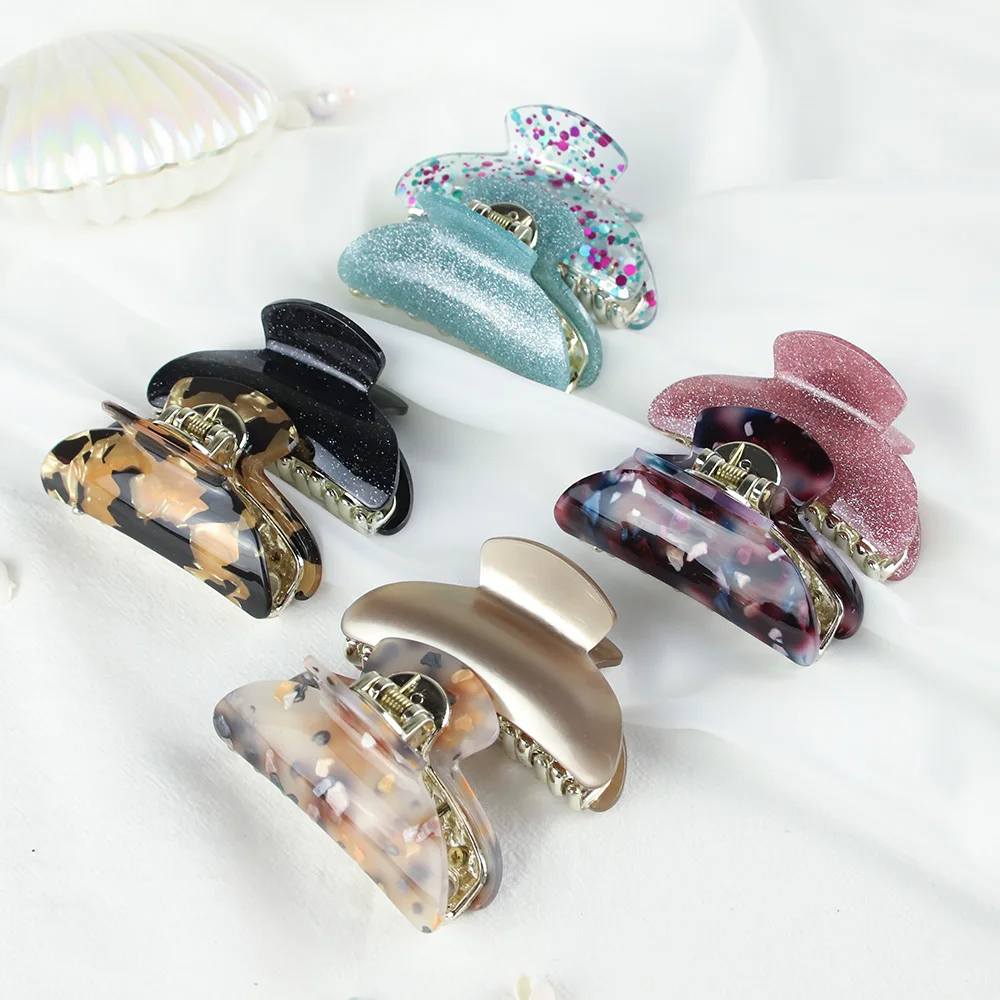 Top Trends: Acrylic Acetate Floral Large Crab Hair Claw Clip Women Girls Simple Plastic Ponytail Holder Clamp Cute Barrette Hair Accessories Shoppable Styles