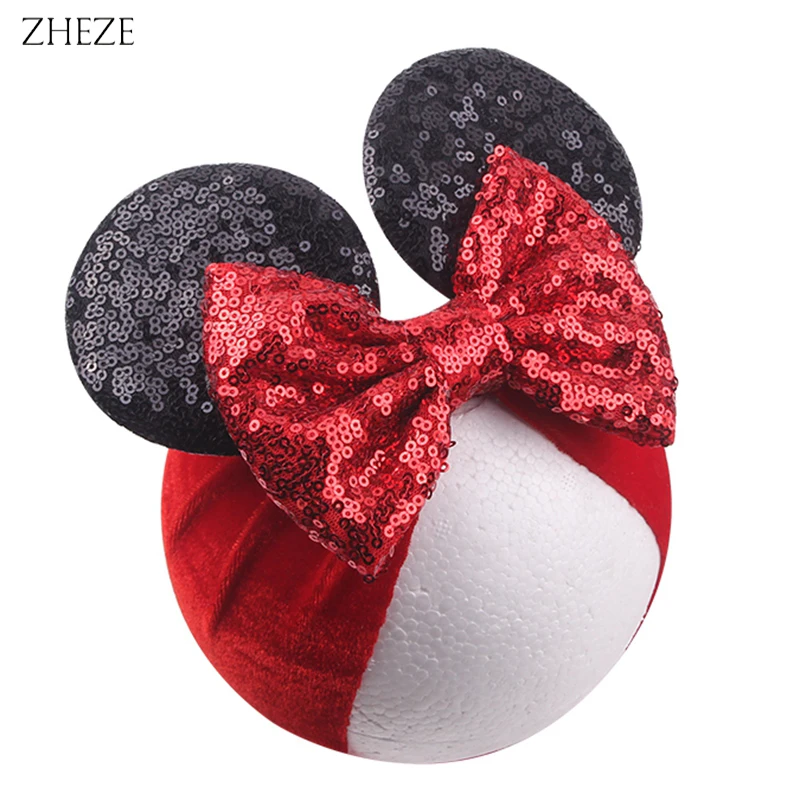 Top Trends: 2023 Glitter Sequins Bows Mouse Ears Turban Velvet Headband Kids Girls Festival Party Headwrap Elastic Baby DIY Hair Accessories Shoppable Styles