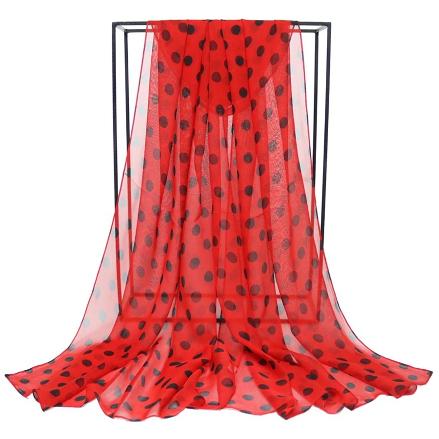 Top Trends: Speelk Brand New Polka Dot Georgette Silk Scarf Women Fashion Dots Scarves And Wraps Female Long Outdoor Shawls Wholesale Shoppable Styles