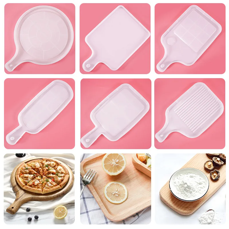 Top Trends: Rectangle Round Handle Tray Crystal Silicone Mold Snack Fruit Plate Coaster Epoxy Resin Molds DIY Home Table Decoration Crafts Shoppable Styles