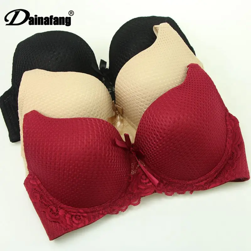 Top Trends: DaiNaFang Sexy Bow Underwear BCDE Cup Bras For Womens Push Up Lace Floral Supper Padded Top Underwired Plus Size Lingerie Shoppable Styles