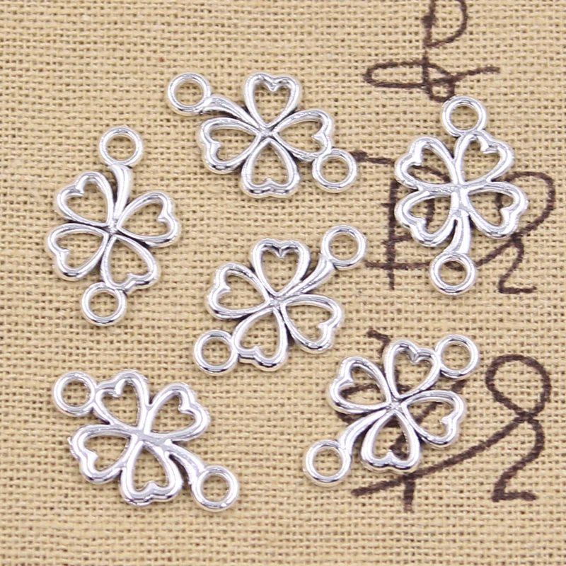 Top Trends: 30pcs Charms Lucky Irish Four Leaf Clover Link 20x12mm Antique Silver Color Pendants Making DIY Handmade Tibetan Finding Jewelry Shoppable Styles