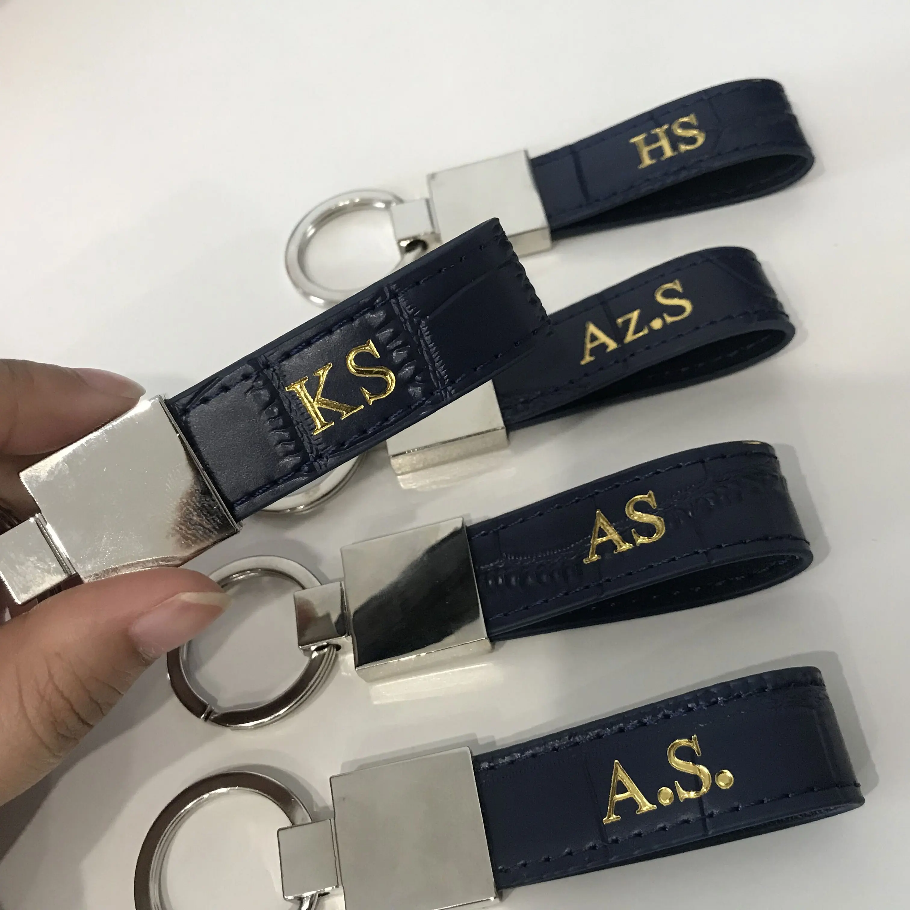 Top Trends: Customized Initial Letters Leather Keychain For Women Men Car Key Crocodile Pattern Key Holder High Grade Keychain Key Ring Shoppable Styles