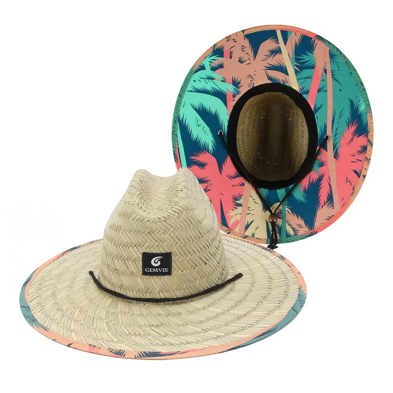 Top Trends: Fashion Lifeguard Hat Straw Weave Lady Summer Beach Sun Hat Outdoor Printing Wide Brim Panama Hat Size 57-60CM Shoppable Styles