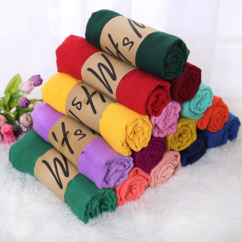 Top Trends: Solid Color Hijab Scarf Women Scarf Breathable Cotton Lady Shawls And Wraps Head Scarves Neck Bandana Men Scarf Black Scarves Shoppable Styles