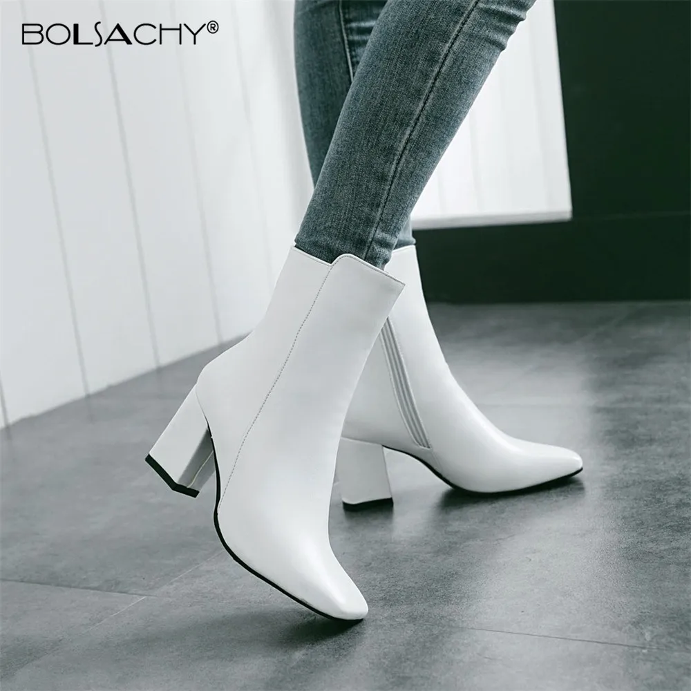 Top Trends: 2024 New Women Side Zipper Мартин Cапоги Comfortable Ankle Boots Fashion Shoes Black Red White Square Heel Ladies Boats 32-43 Shoppable Styles