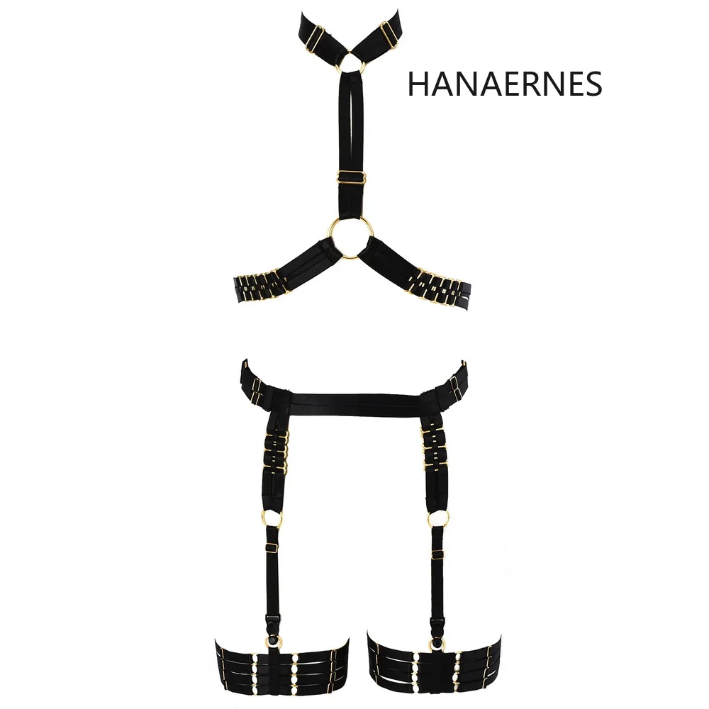 Top Trends: HANAERNES Woman Punk Gothic Carnival Costume Metal Buckle Full Cage Belt Underwear Garter Elastic Hollow Top Female Suspenders Shoppable Styles