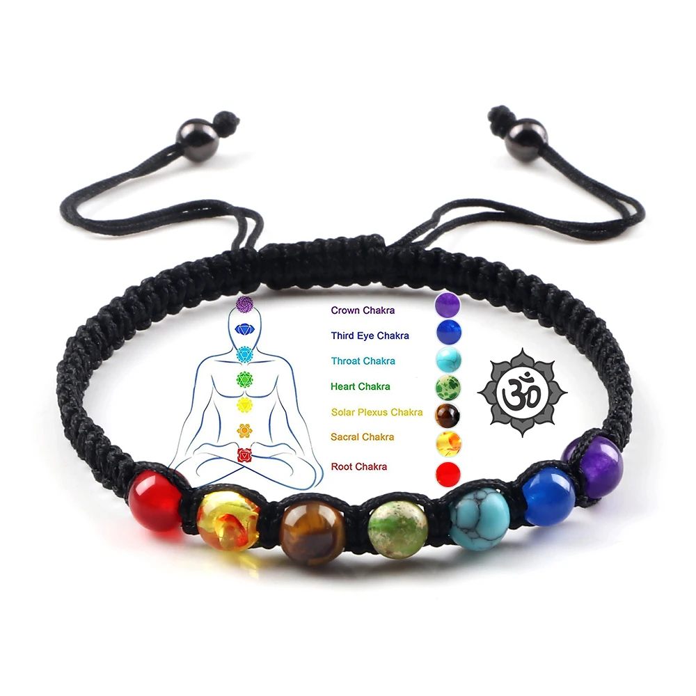 Top Trends: Handmade 7 Chakra Beads Bracelet 6mm Natural Stone String Braided Yoga Reiki Healing Balance Bracelets &amp; Bangles Meditation Gift Shoppable Styles