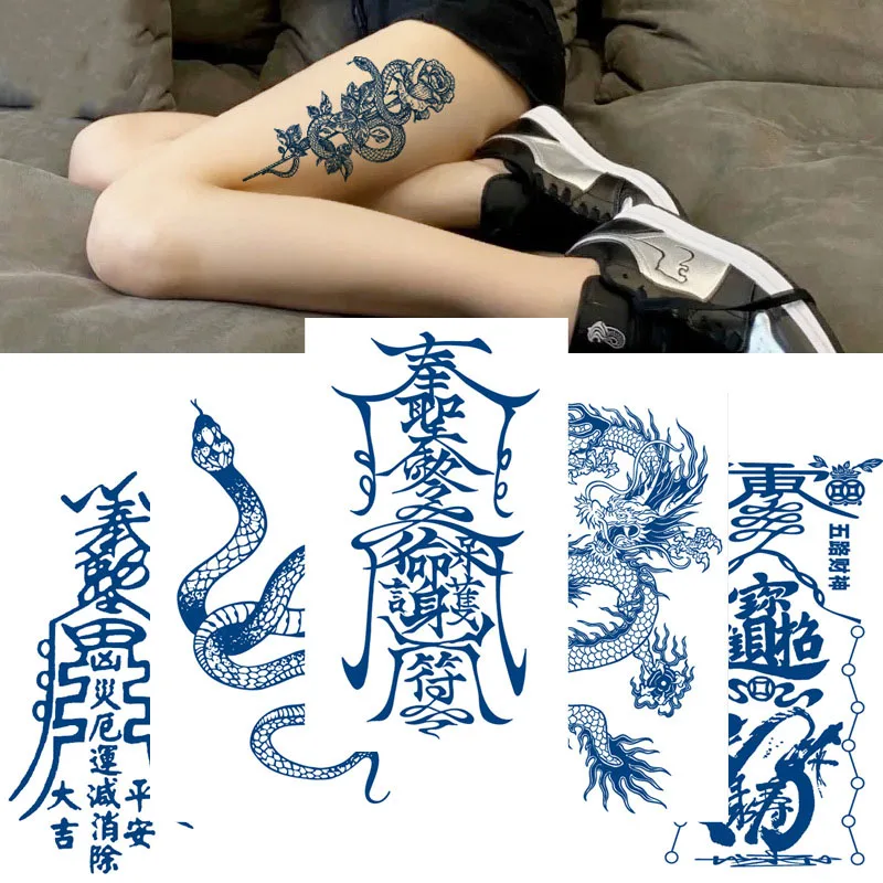 Top Trends: Juice Ink Tattoos Body Art Lasting Waterproof Temporary Tattoo Sticker Scorpion Snake Tatoo Arm Fake Sun Tatto Women Men Shoppable Styles