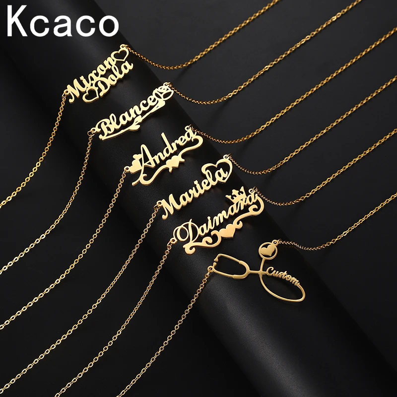 Top Trends: Kcaco Stainless Steel Name Necklace With Butterfly Customized Gold Plated Heart Letter Pendant Crown Choker For Women Jewelry Shoppable Styles