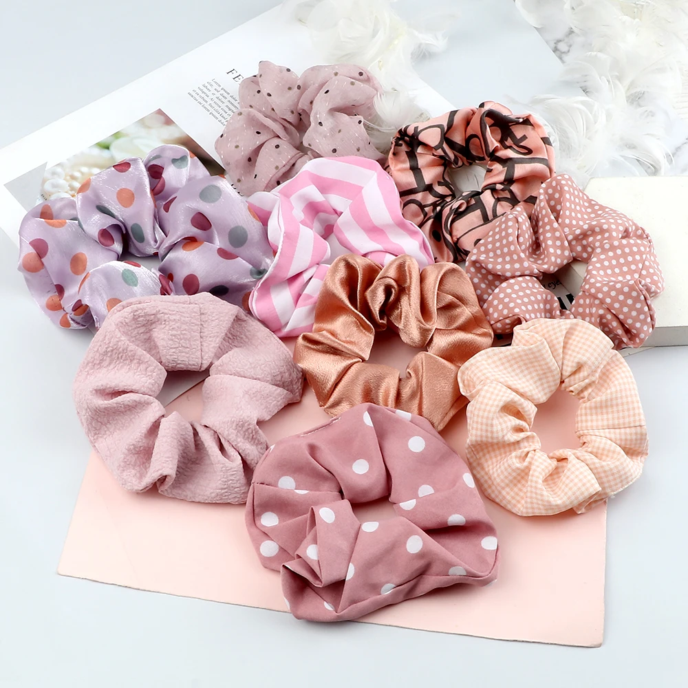 Top Trends: 5Pcs / Lot Girl Pink Red Hair Band Accessories Fashion Large Hair Ties Solid Color Elastic Scrunchies For Women Ponytail Hairstyle Shoppable Styles