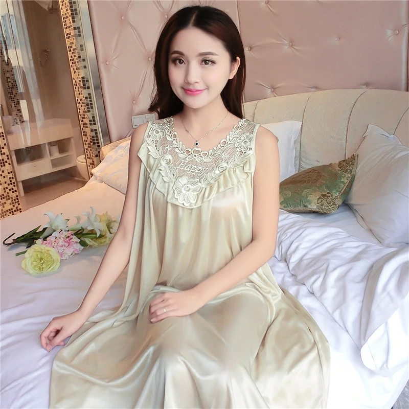 Top Trends: Plus Size XXXXL Women Silk Chemise Long Nightie Nightwear Lingerie Nightdress Sleepwear Dress Champagne Nightgowns Wedding Bride Shoppable Styles