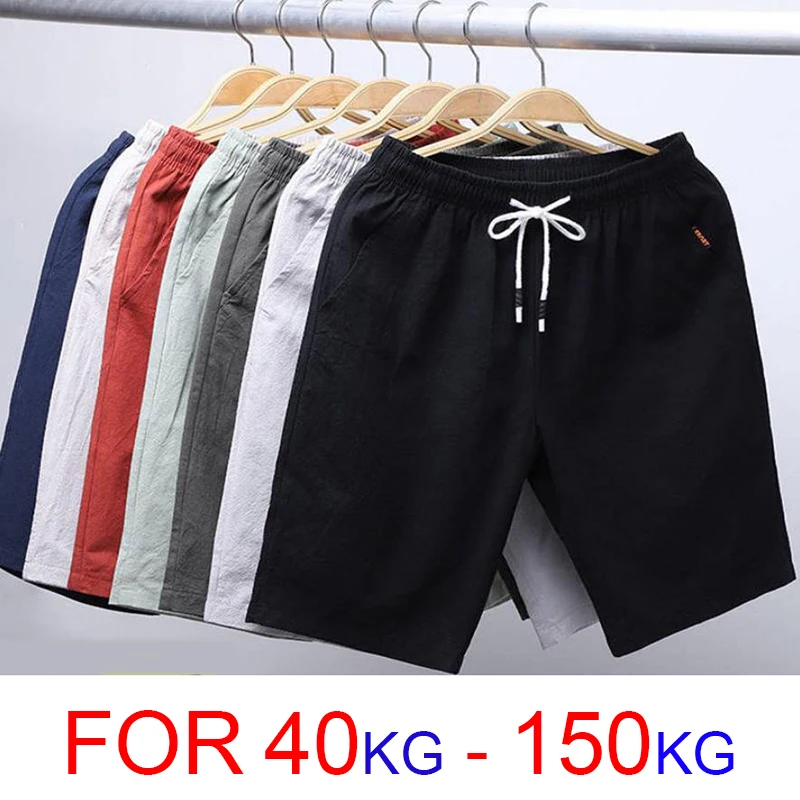 Top Trends: 6XL 7XL 8XL 9XL Summer Linen Shorts Men 2021 Casual Shorts Trunks Fitness Beach Shorts Man Breathable 100% Cotton Short Trousers Shoppable Styles