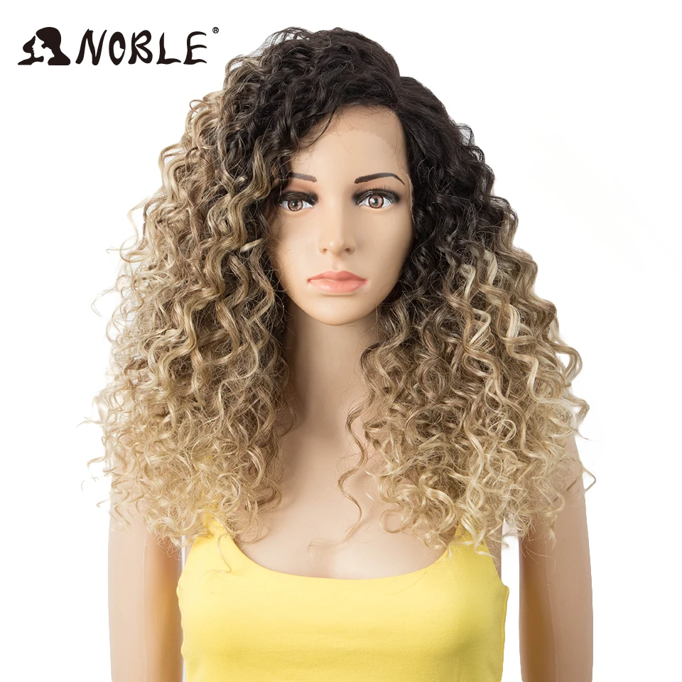 Top Trends: Noble Synthetic Hair Curly Long Synthetic Lace Wig Heat Resistant Wig 20 Inch For Black Women Blonde Synthetic Lace Front Wig Shoppable Styles