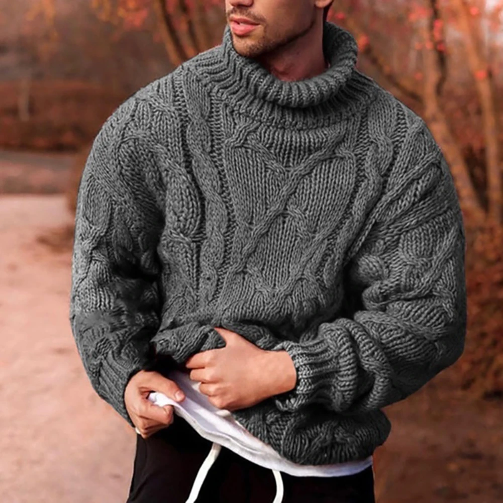 Top Trends: Fashion 2022 Casual Sweater Men Turtleneck Jumper Autumn Winter Twist Braid Knit Sweater Pullover Men Clothing свитер мужской Shoppable Styles - Image 3