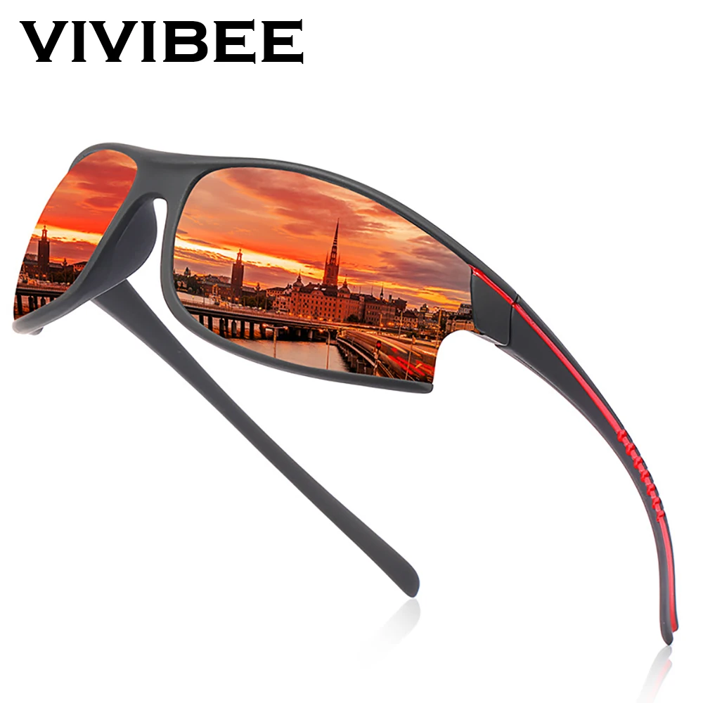 Top Trends: VIVIBEE Mirror Red Polarized Sports Sunglasses Men Goggles 2024 UV400 Climbing Women Outdoor Elasticity Sun Glasses Shoppable Styles