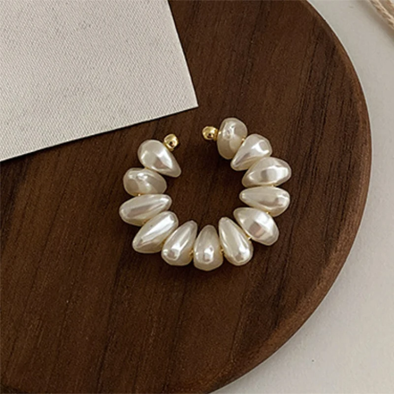 Top Trends: French Pearl Ear Bone Clip Women Fake Piercing Ear Cuff Retro Elegant Irregular Natural Pearl Ear Clips On Earrings Jewelry Gift Shoppable Styles