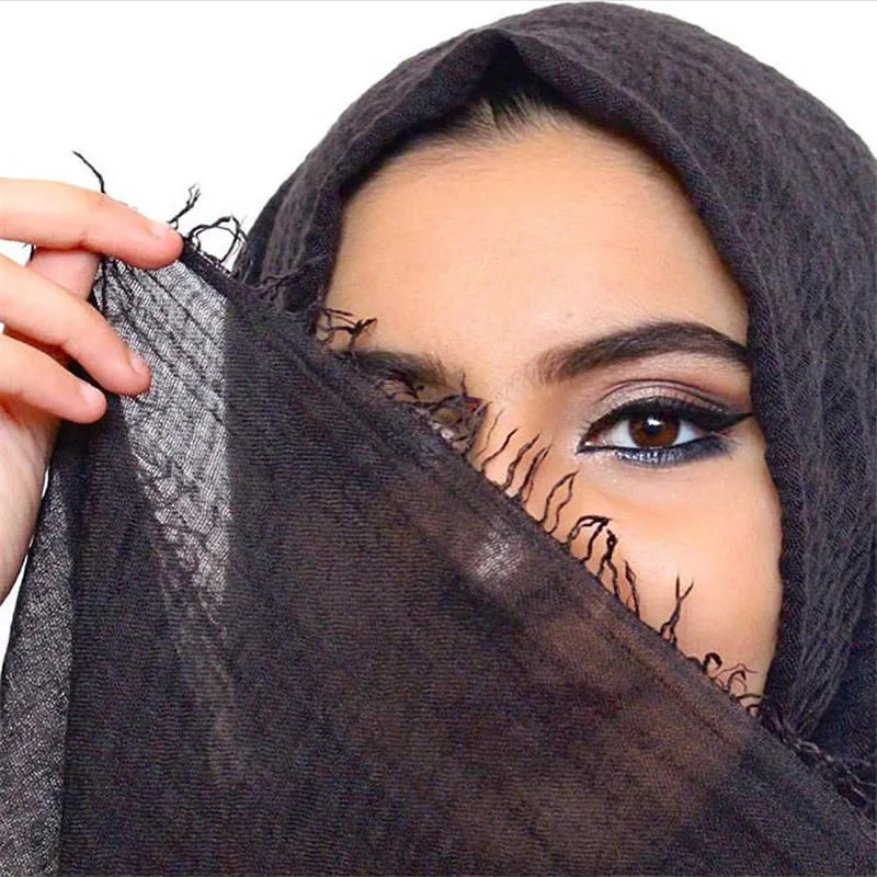 Top Trends: 2022 New 70*175Cm Women Muslim Crinkle Hijab For Women Soft Cotton Headscarf Islamic Head Wraps Femme Musulman Head Scarf Shoppable Styles