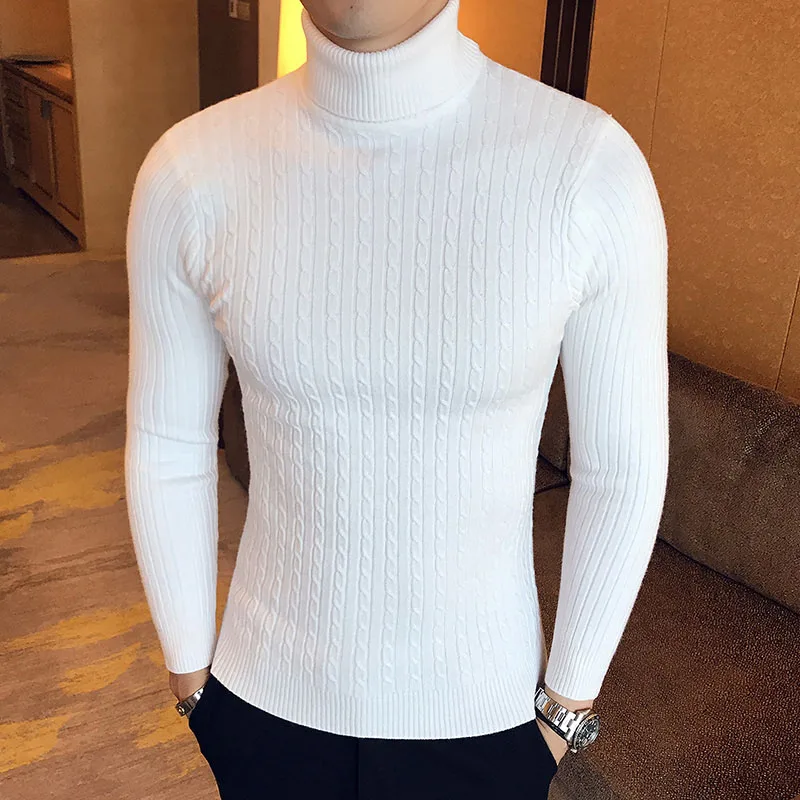 Top Trends: Brand Men Turtleneck Sweaters And Pullovers 2022 New Fashion Knitted Sweater Winter Men Pullover Homme Wool Casual Solid Clothes Shoppable Styles