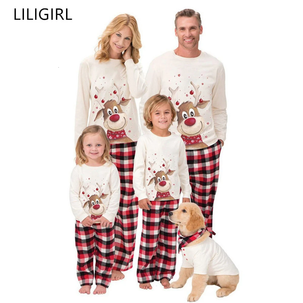 Top Trends: Christmas Pajamas Family Matching Outfits Set Adult Mother Kids Xmas Nightwear Pyjamas Cartoon Deer Fleece Warm Sleepwear Suit Shoppable Styles