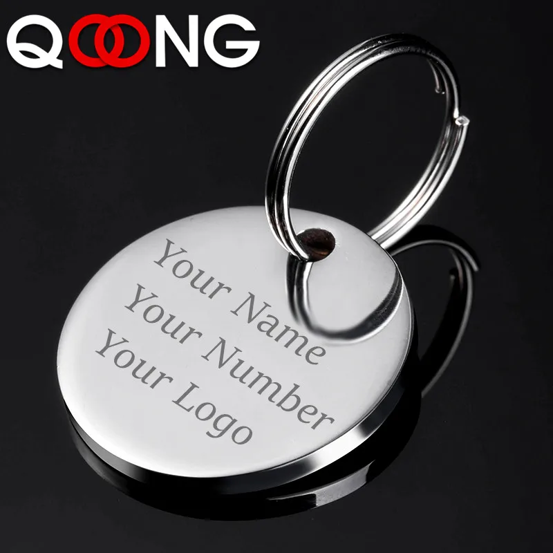 Top Trends: QOONG Custom Engraved Keychain For Car Logo Name Stainless Steel Personalized Gift Customized Anti-lost Keyring Key Chain Ring Shoppable Styles