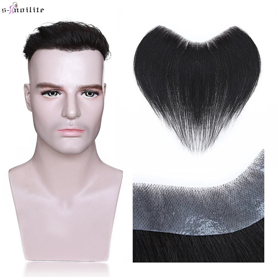 Top Trends: S-noilite Men Hairline V Loop Men Hair Piece Natural Hair Human Hair Front Male Replacement System Hairpiece Invisible Extension Shoppable Styles