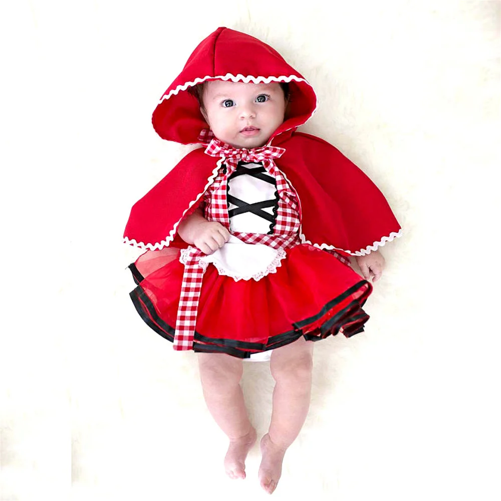 Top Trends: Baby Girls Tutu Dress + Cape Cloak Outfit Newborn Little Red Riding Hood Cosplay Photo Prop Costume Girl Party Dress Baby Clothes Shoppable Styles