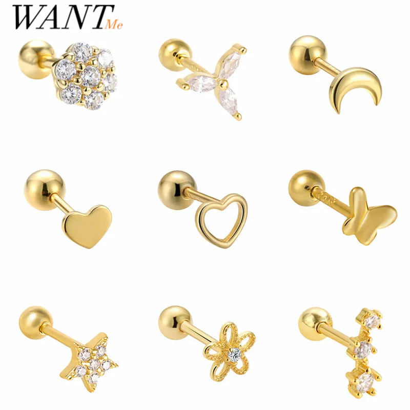 Top Trends: WANTME 925 Sterling Silver Fashion Simple Love Star Spiral Bead Stud Earrings For Women Chic Party Piercing Jewelry Accessories Shoppable Styles