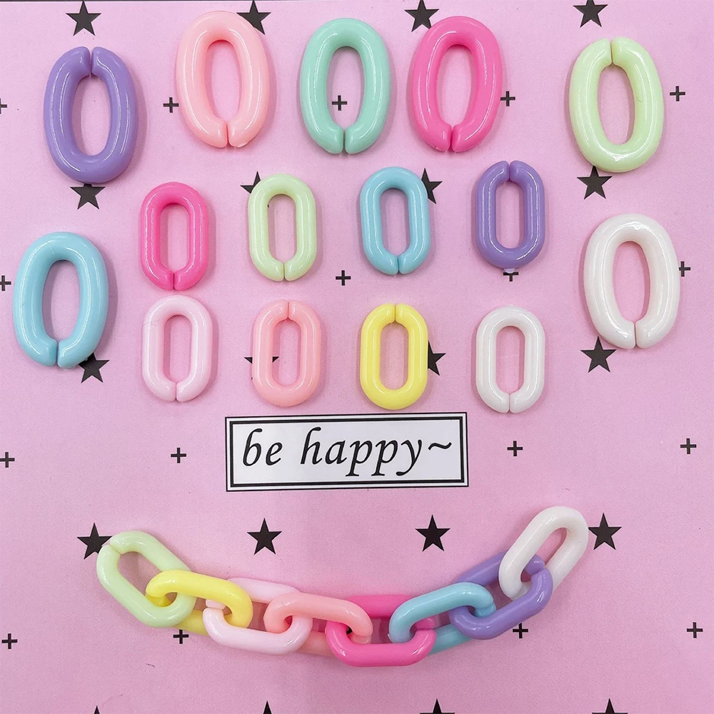 Top Trends: 100pcs Acrylic Colorful U-shaped Opening Ring Macarons Plastic Can Be Assembled Chain Backpack Chain DIY Earring Accessories Shoppable Styles