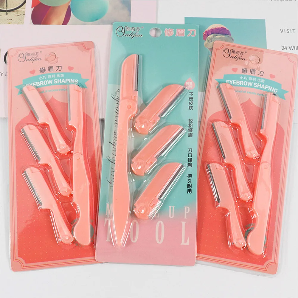 Top Trends: 4pcs / Set Eyebrow Trimmer Eye Brow Razor Face Body Hair Removal Shaver Eyebrow Blades Scissors Women Profiler Beauty Makeup Tools Shoppable Styles