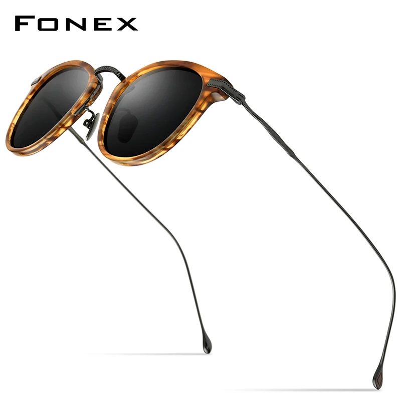 Top Trends: FONEX Titanium Acetate Polarized Sunglasses Men 2021 New Retro Vintage Square UV400 Sun Glasses For Women Shades F85648 Shoppable Styles