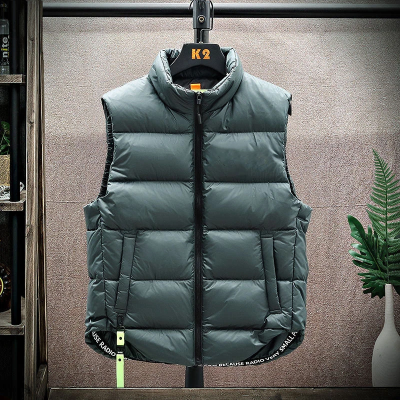 Top Trends: Men's Down Vest Winter Warm White Duck Down Puffy Padded Waistcoat Fashionable Windproof Thick Jacket Outwear Male Clothes Shoppable Styles