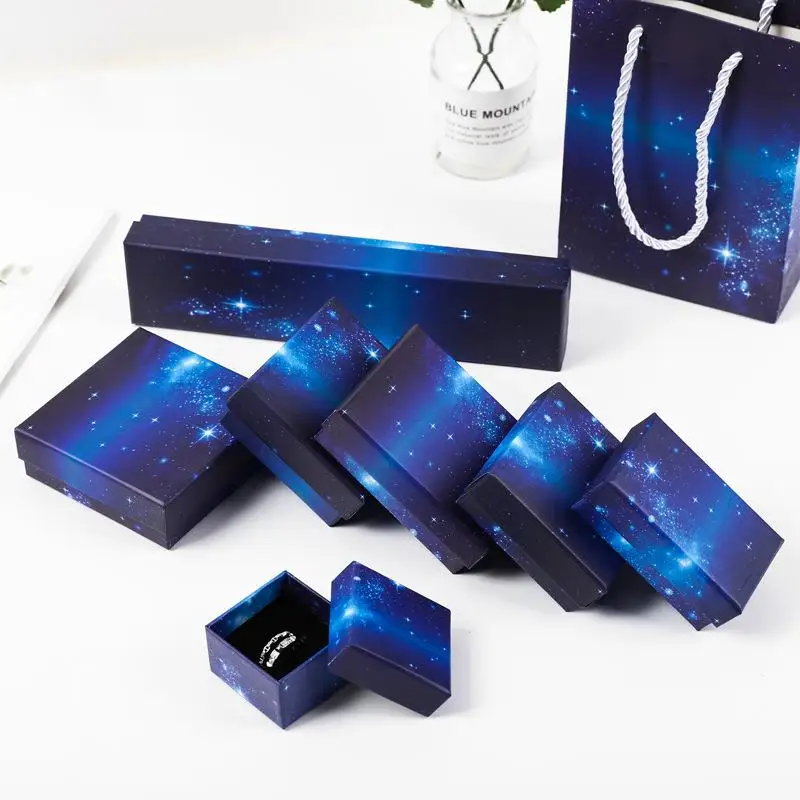 Top Trends: Blue Starry Sky Carton Jewelry Packaging Gift Box Ring Necklace Storage Gift Box Bracelet Box Shoppable Styles