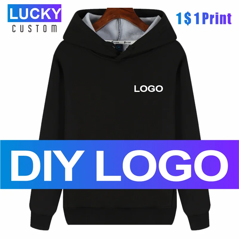 Top Trends: Winter Men's Long-Sleeved Sweatshirt Plus Velvet Warm Hoodie Custom Printed Embroidery Logo Casual Solid Color Top 3xl Shoppable Styles