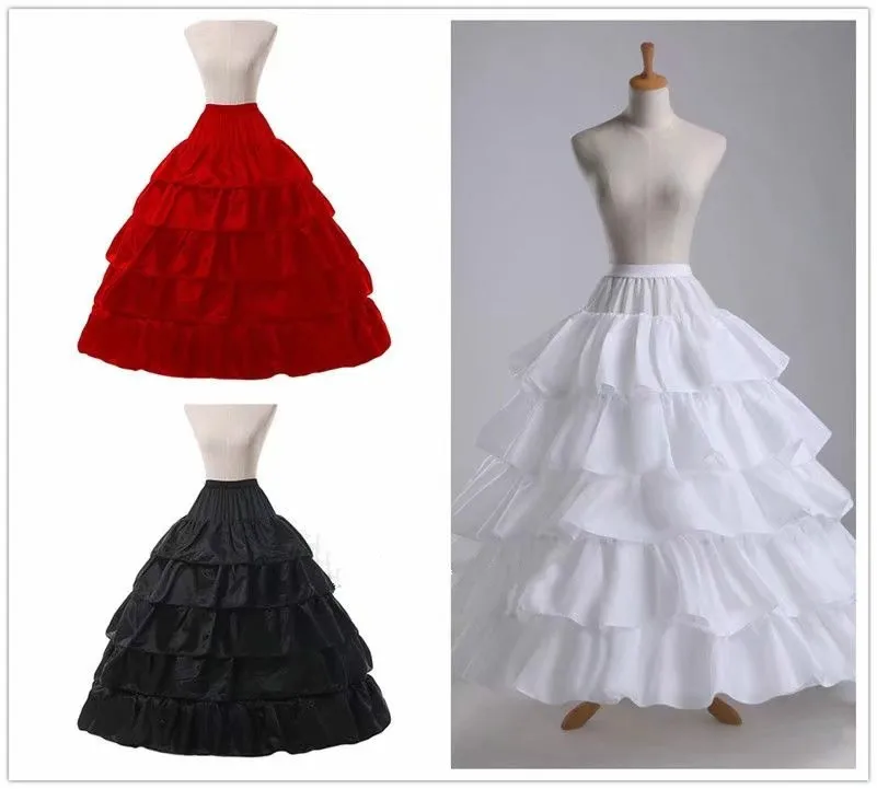 Top Trends: Fashion Wedding Petticoat 4 Hoop Skirt 5 Layers Ruffles Elastic Waist Red Black White Women Underskirt For Ball Gowns Shoppable Styles